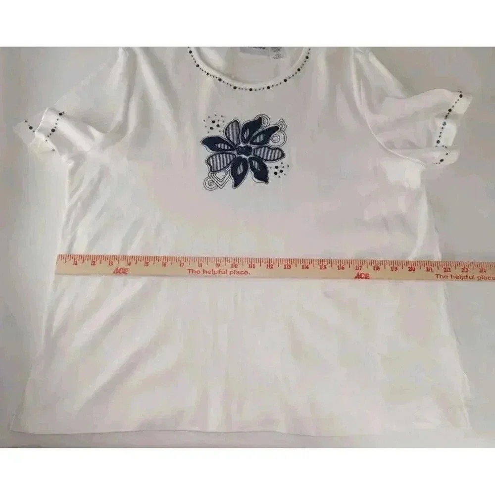 Alfred Dunner Womens Floral  Two Piece Blouse Set Long Sleeve sz Jacket 16 Top L - Picture 6 of 16